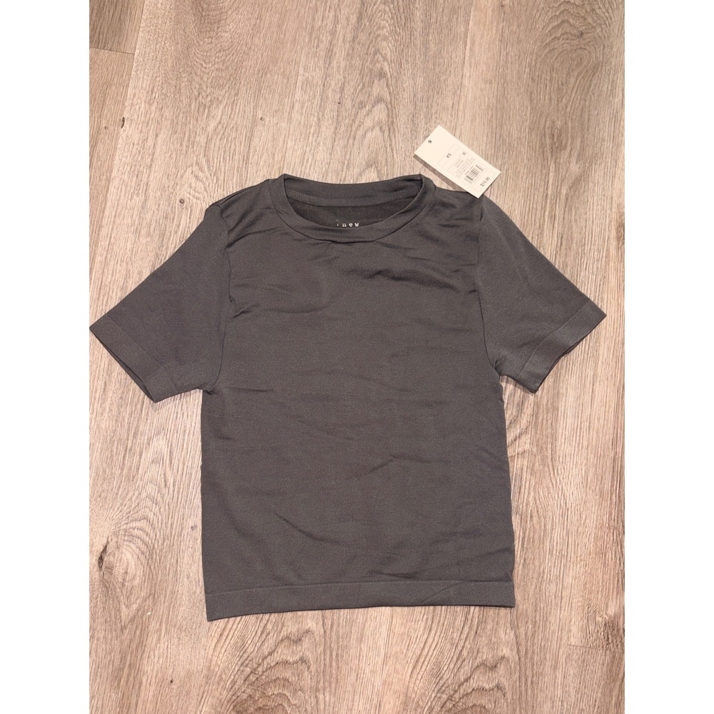 A New Day Womens Seamless Short Sleeve Crew Neck T-Shirt Dark Gray XS NWT